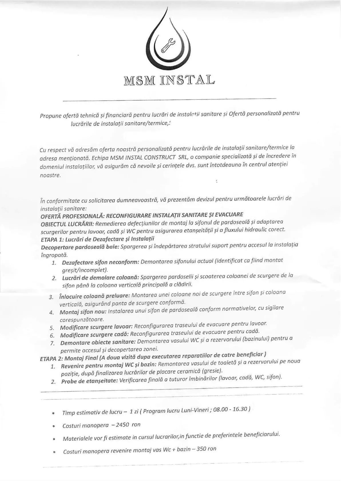 PRET FORFETAR ascuns(nu este vizibil in deviz,factura)invocat dupa incasarea banilor